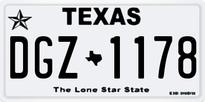 TX license plate DGZ1178