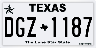 TX license plate DGZ1187