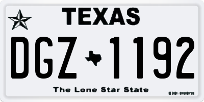 TX license plate DGZ1192