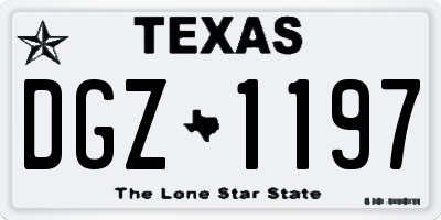 TX license plate DGZ1197