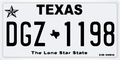 TX license plate DGZ1198