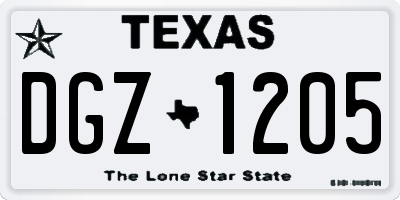 TX license plate DGZ1205