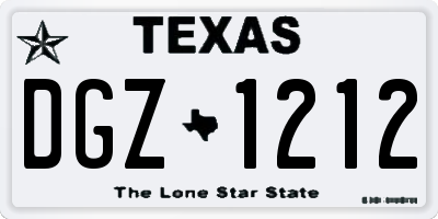 TX license plate DGZ1212