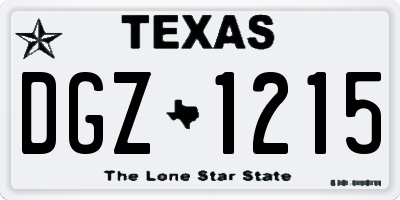 TX license plate DGZ1215