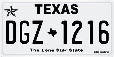 TX license plate DGZ1216