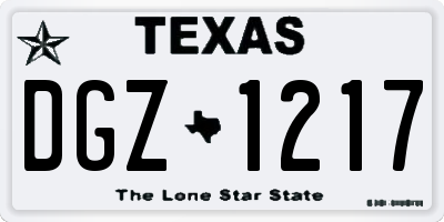 TX license plate DGZ1217