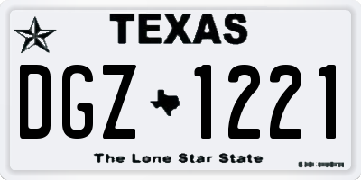 TX license plate DGZ1221
