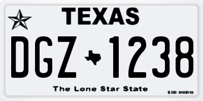 TX license plate DGZ1238