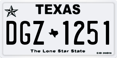 TX license plate DGZ1251