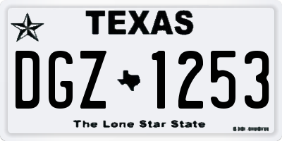 TX license plate DGZ1253