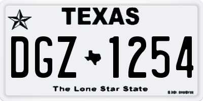 TX license plate DGZ1254