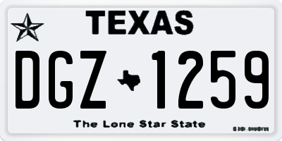 TX license plate DGZ1259