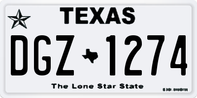 TX license plate DGZ1274