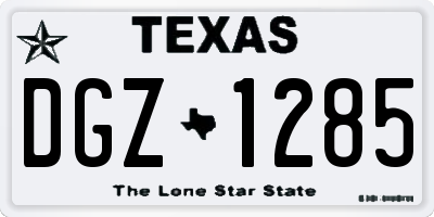 TX license plate DGZ1285