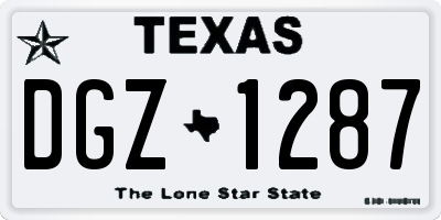 TX license plate DGZ1287