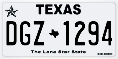 TX license plate DGZ1294