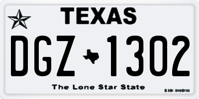 TX license plate DGZ1302