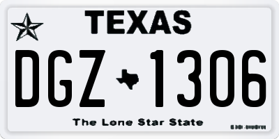 TX license plate DGZ1306