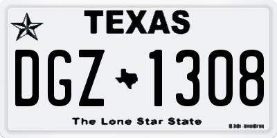 TX license plate DGZ1308