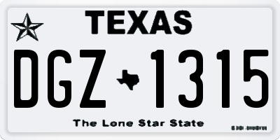 TX license plate DGZ1315