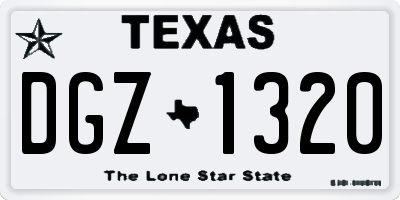 TX license plate DGZ1320