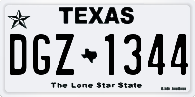 TX license plate DGZ1344