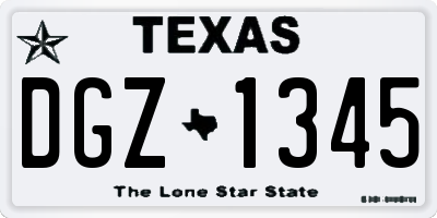 TX license plate DGZ1345