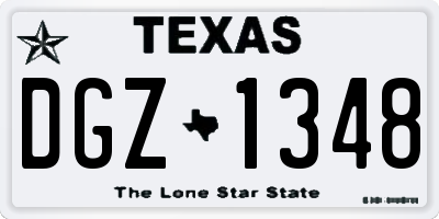 TX license plate DGZ1348