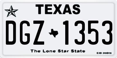 TX license plate DGZ1353