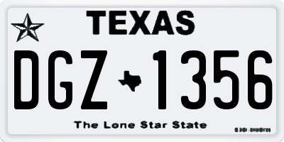 TX license plate DGZ1356