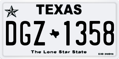 TX license plate DGZ1358