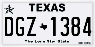 TX license plate DGZ1384