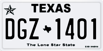 TX license plate DGZ1401