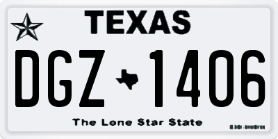 TX license plate DGZ1406
