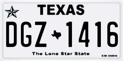 TX license plate DGZ1416