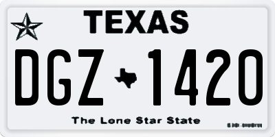 TX license plate DGZ1420