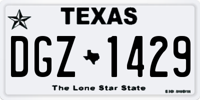 TX license plate DGZ1429