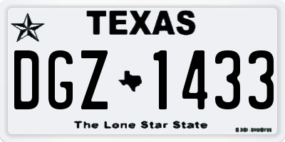TX license plate DGZ1433