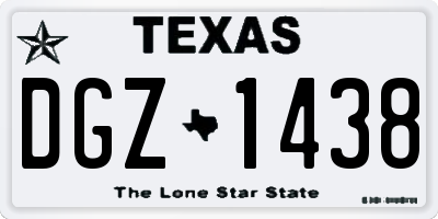 TX license plate DGZ1438