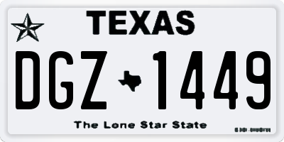 TX license plate DGZ1449