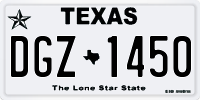 TX license plate DGZ1450