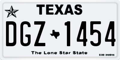 TX license plate DGZ1454