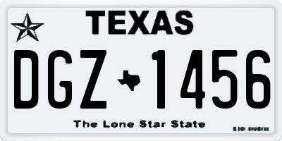 TX license plate DGZ1456