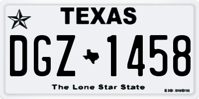 TX license plate DGZ1458