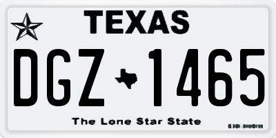 TX license plate DGZ1465