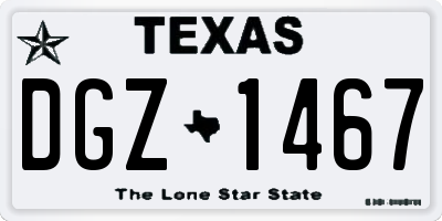 TX license plate DGZ1467