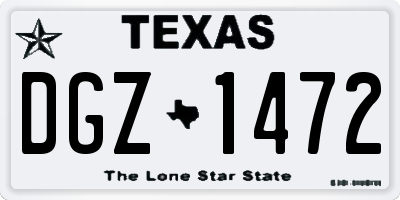 TX license plate DGZ1472