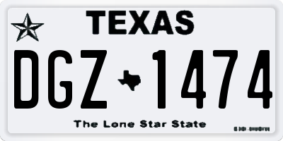 TX license plate DGZ1474