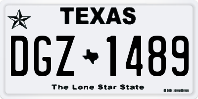 TX license plate DGZ1489