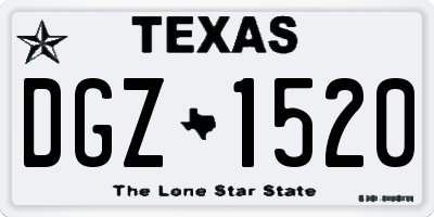 TX license plate DGZ1520